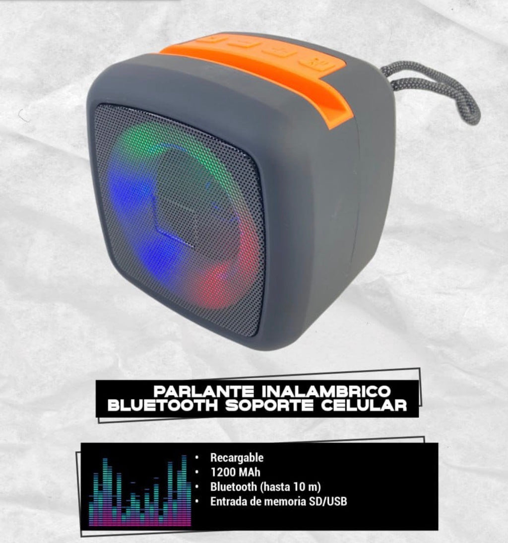Parlante Bluetooth Portátil con Luces LED RGB y Correa de Transporte