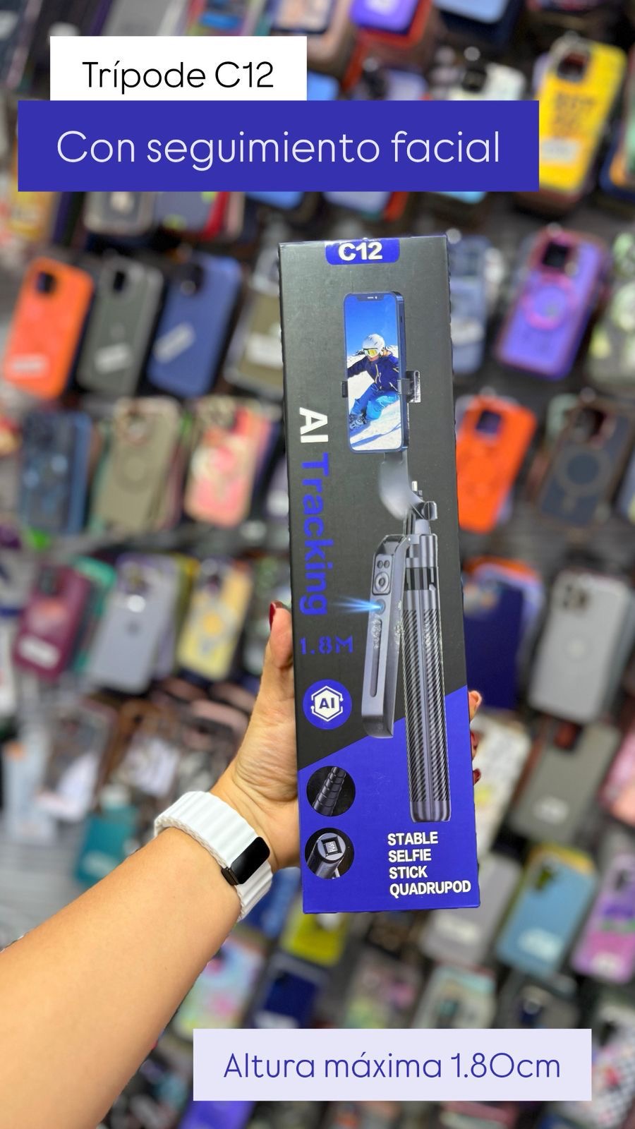 ¡Captura Contenido Pro! Trípode C12 AI Tracking 1.8M - Seguimiento Facial 360°, Sin Apps, Control Remoto
