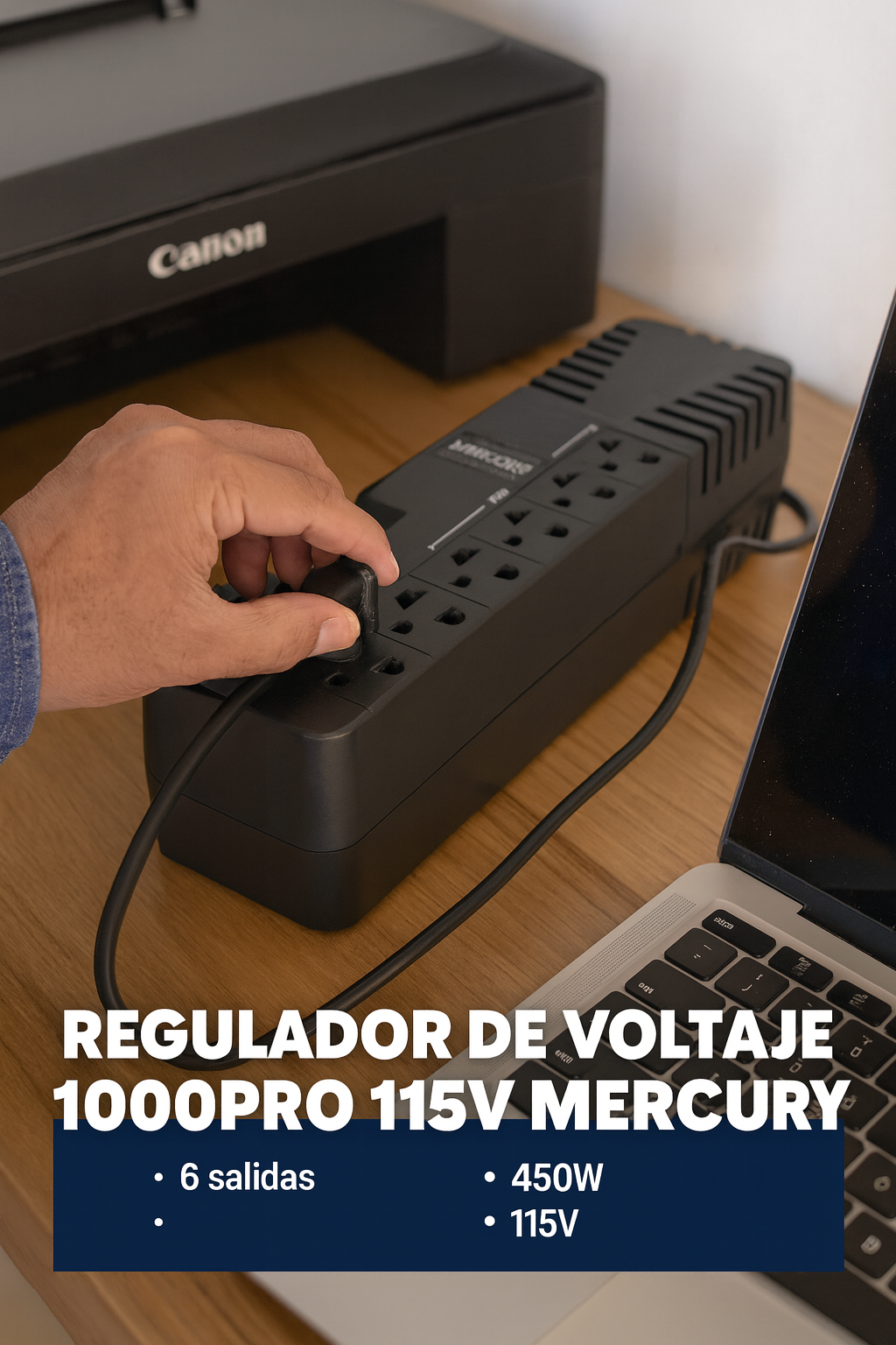 Regulador de Voltaje Mercury 6 Salidas 1000 Pro-PC