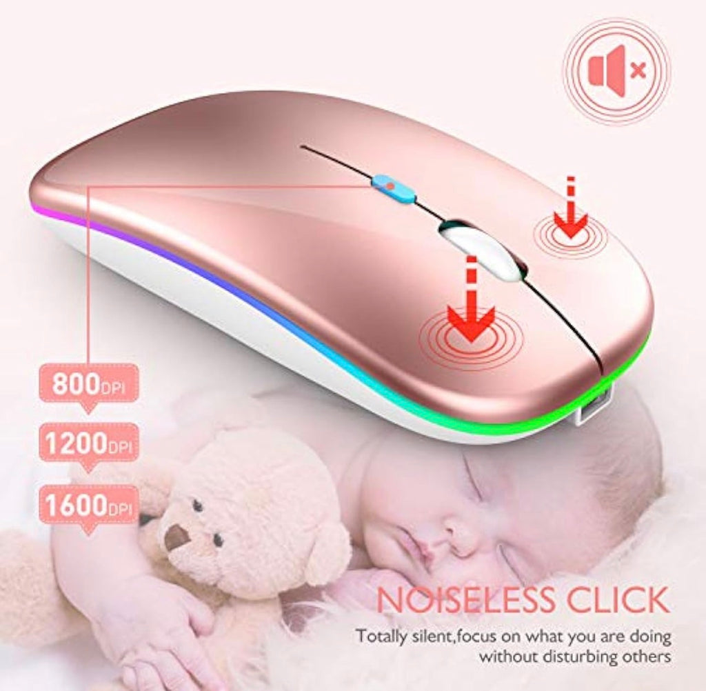 Mouse Portátil Ergonómico 1600 DPI con Luces LED