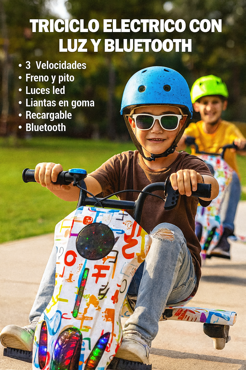 TRICICLO ELÉCTRICO CON LUZ Y BLUETOOTH
