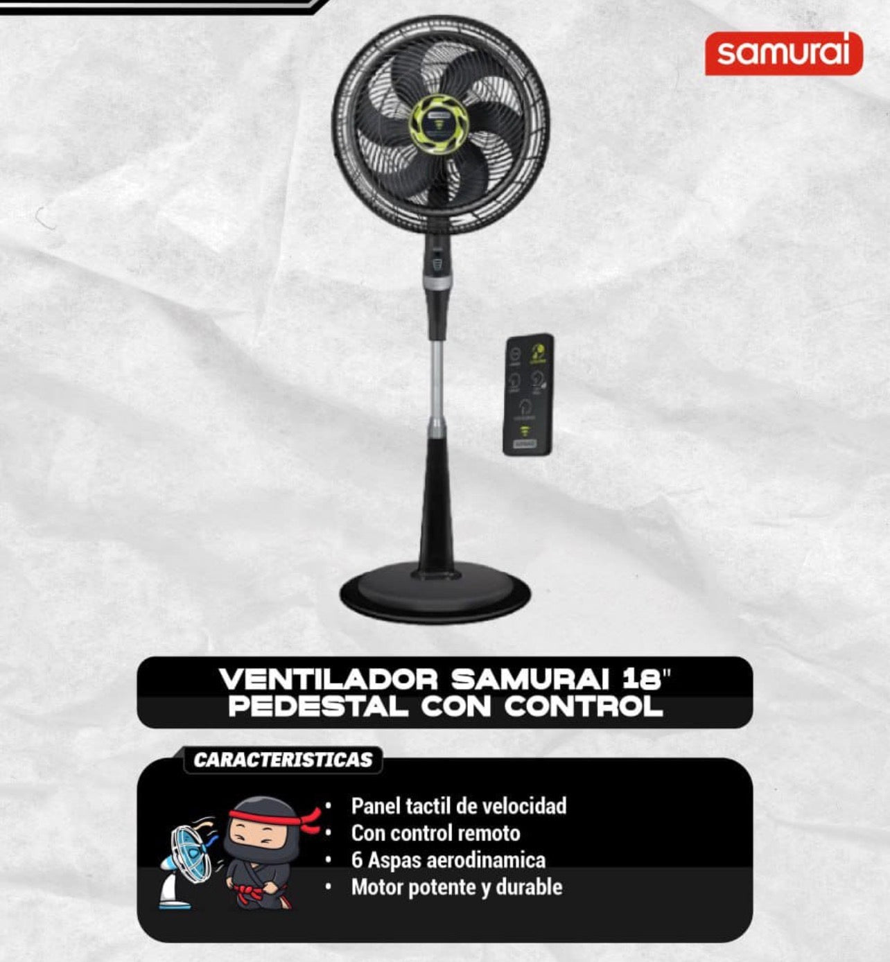 Ventilador Samurai Ultra Silence Force 2 en 1 Control Remoto