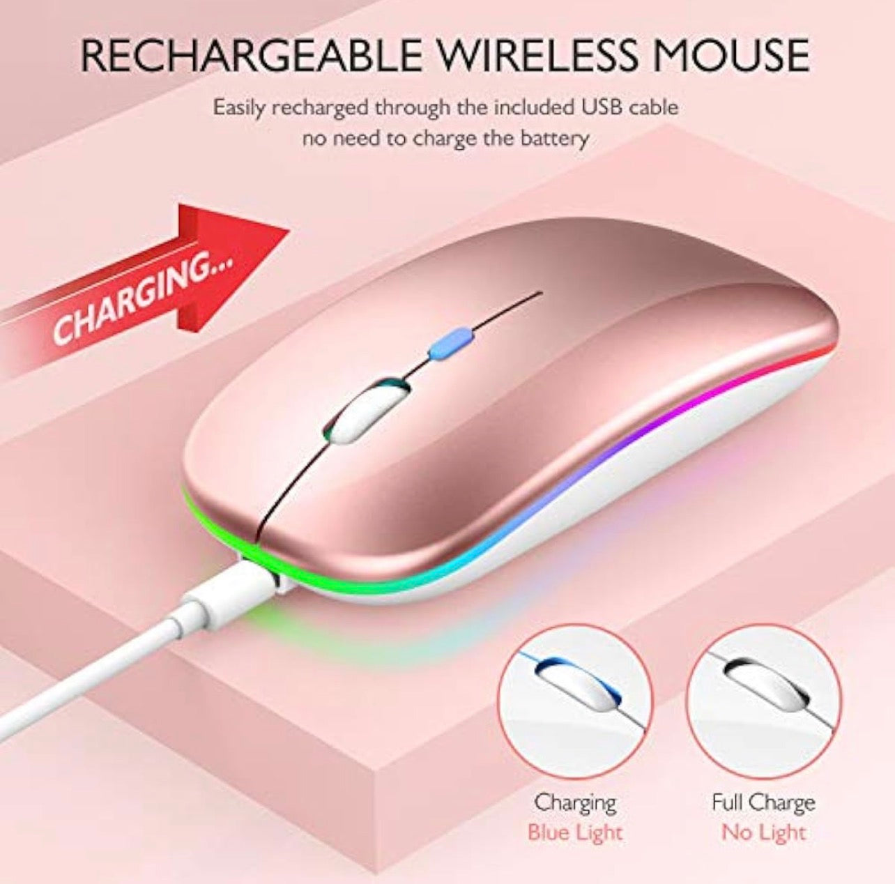 Mouse Portátil Ergonómico 1600 DPI con Luces LED