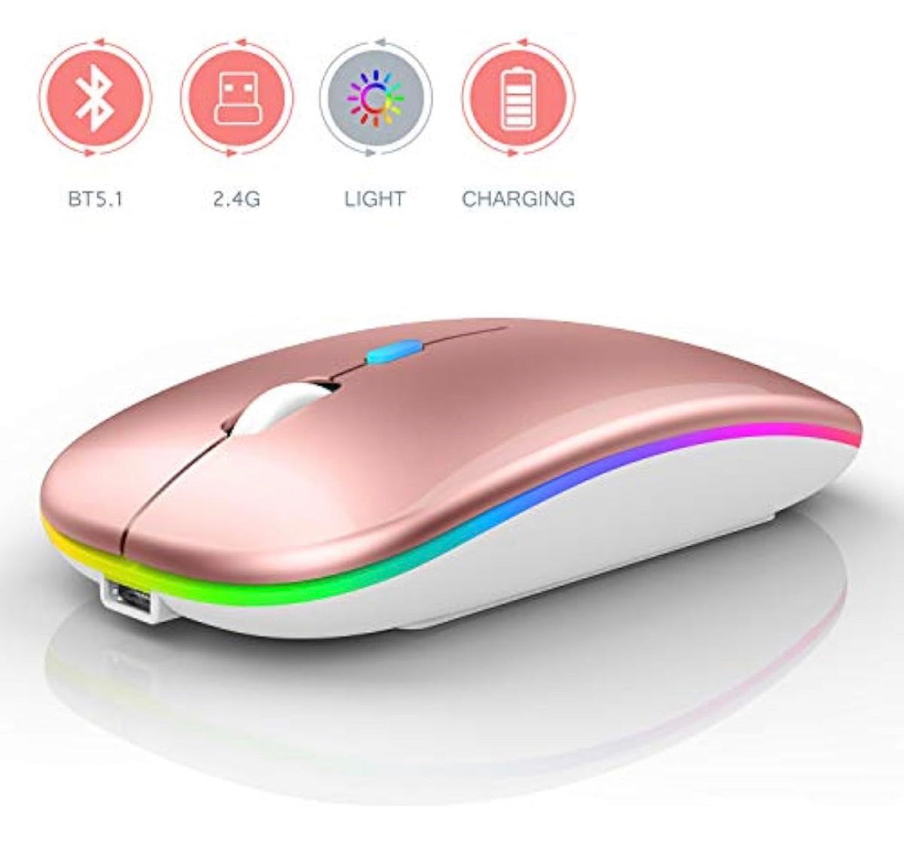 Mouse Portátil Ergonómico 1600 DPI con Luces LED