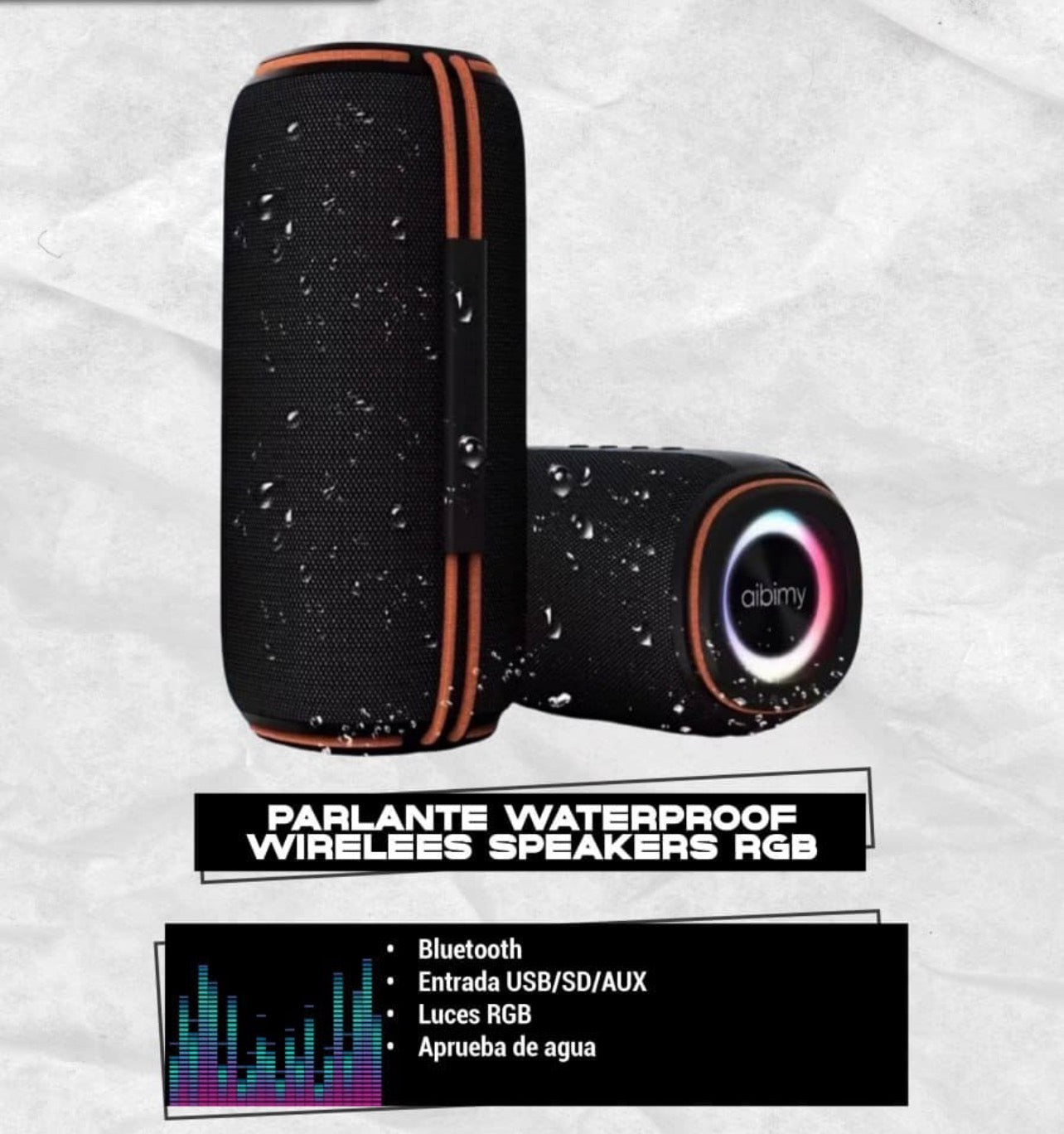 Parlante Bluetooth Aibimy Waterproof RGB - Sonido Potente 30W TWS