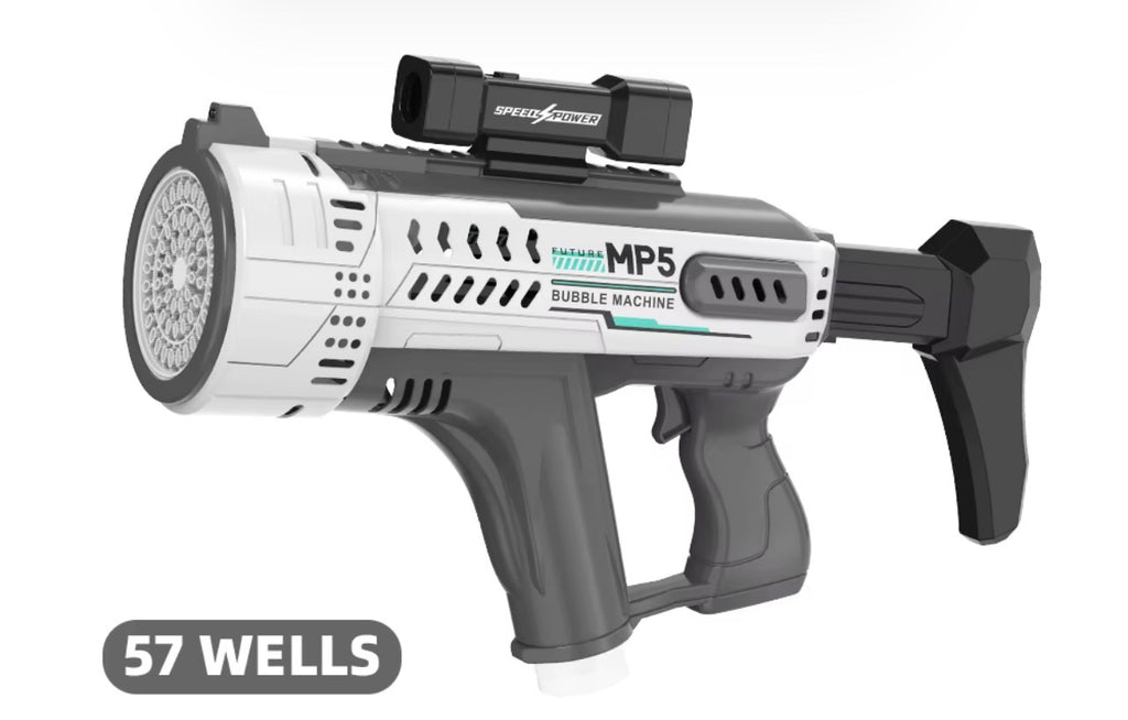 Pistola De Burbujas Eléctrica MP5 Con Luz Y Recargable
