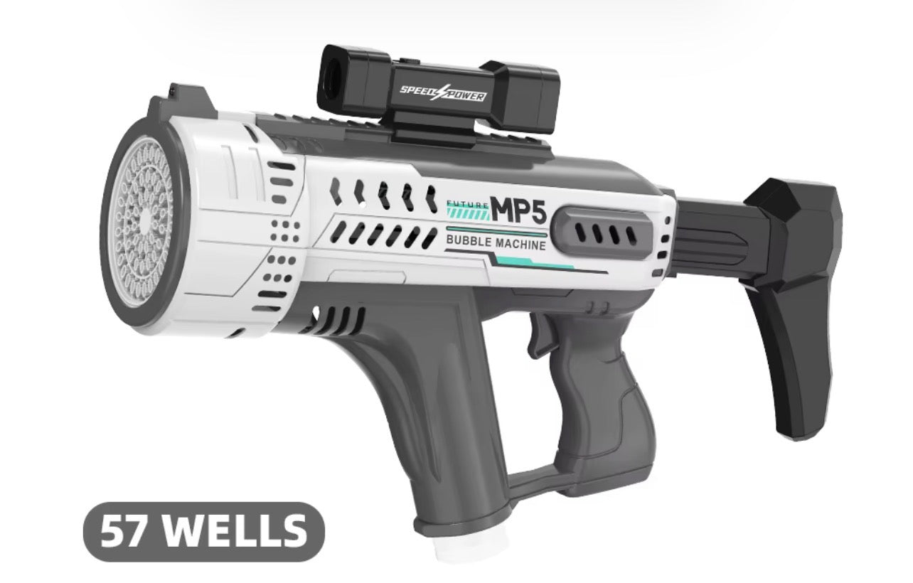 Pistola De Burbujas Eléctrica MP5 Con Luz Y Recargable