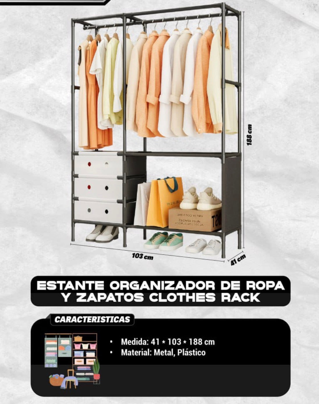 Clóset Organizador Multifuncional 2 Cuerpos con Gavetas