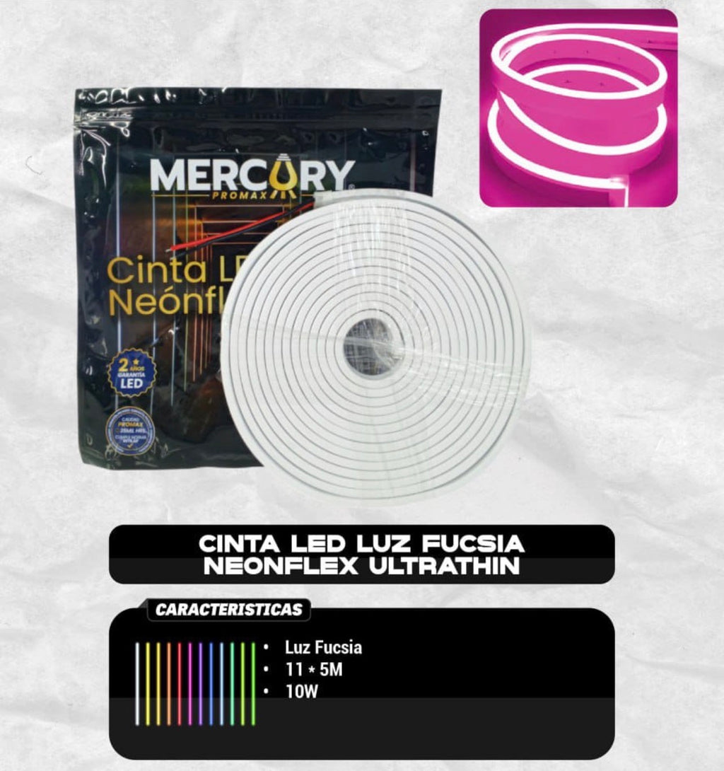 Cinta LED Neonflex Ultradelgada Luz Fucsia Mercury Ideal para Decoración