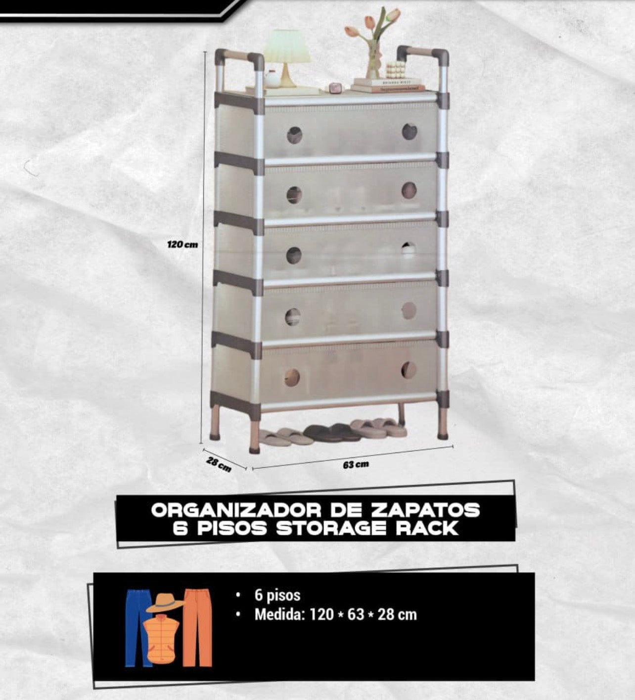 Estante Armable 6 Niveles Almacenamiento Calzado Ropa Juguetes