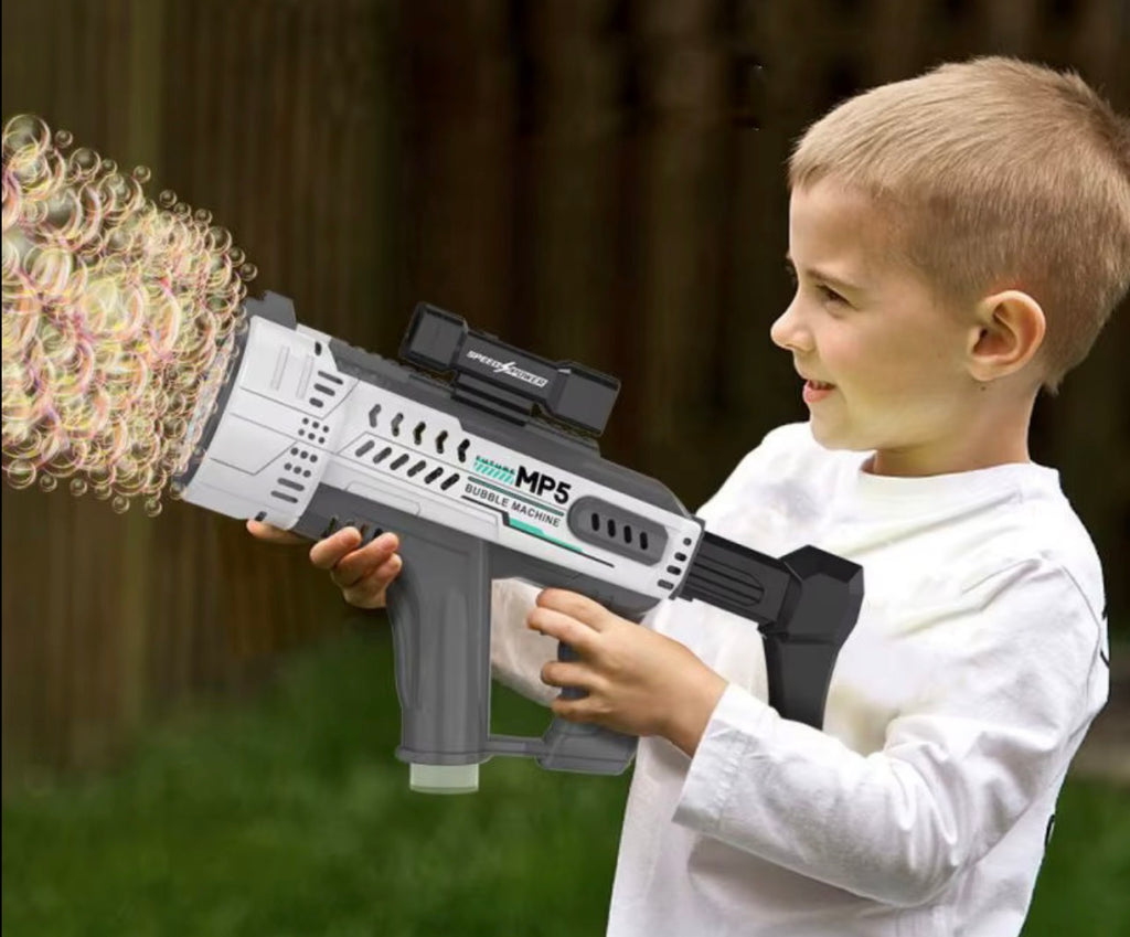 Pistola De Burbujas Eléctrica MP5 Con Luz Y Recargable