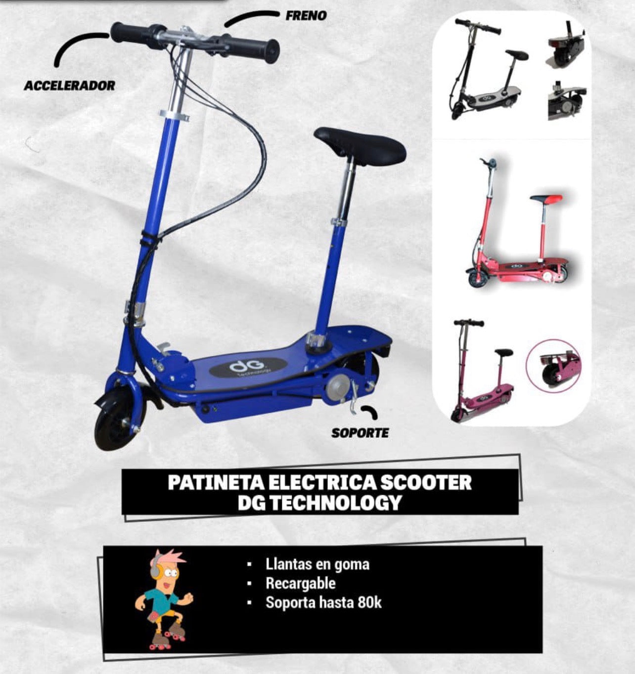 Patineta Eléctrica Scooter DG Technology