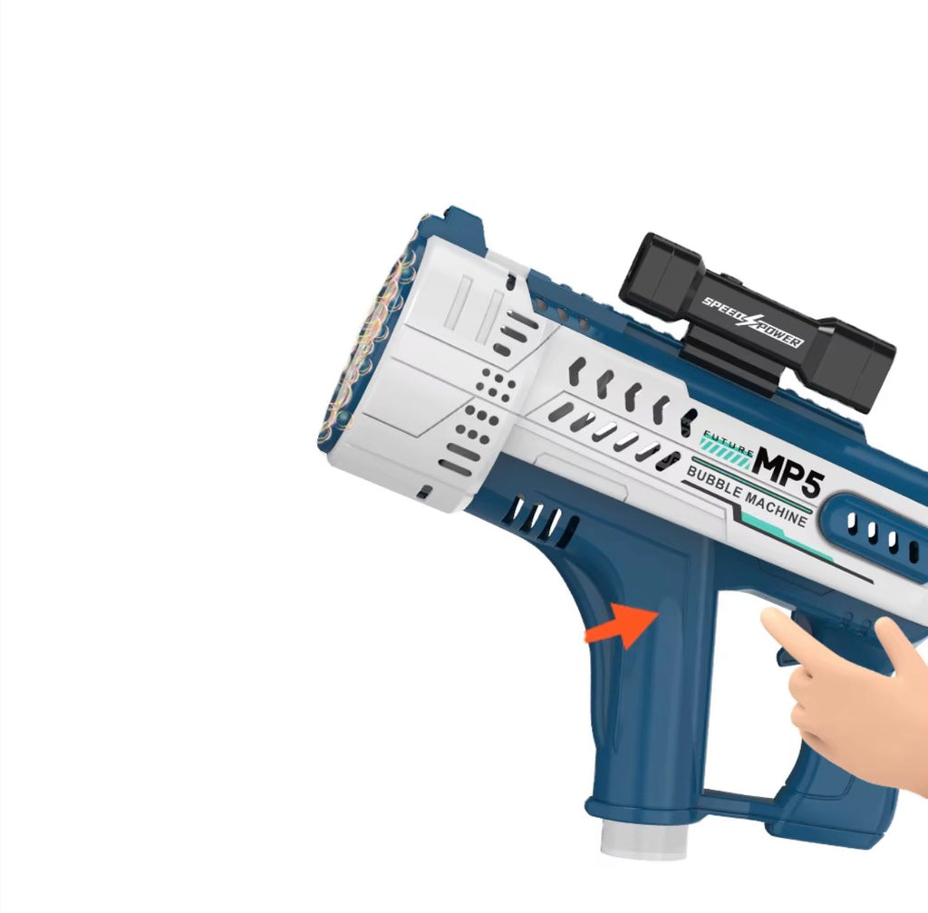 Pistola De Burbujas Eléctrica MP5 Con Luz Y Recargable