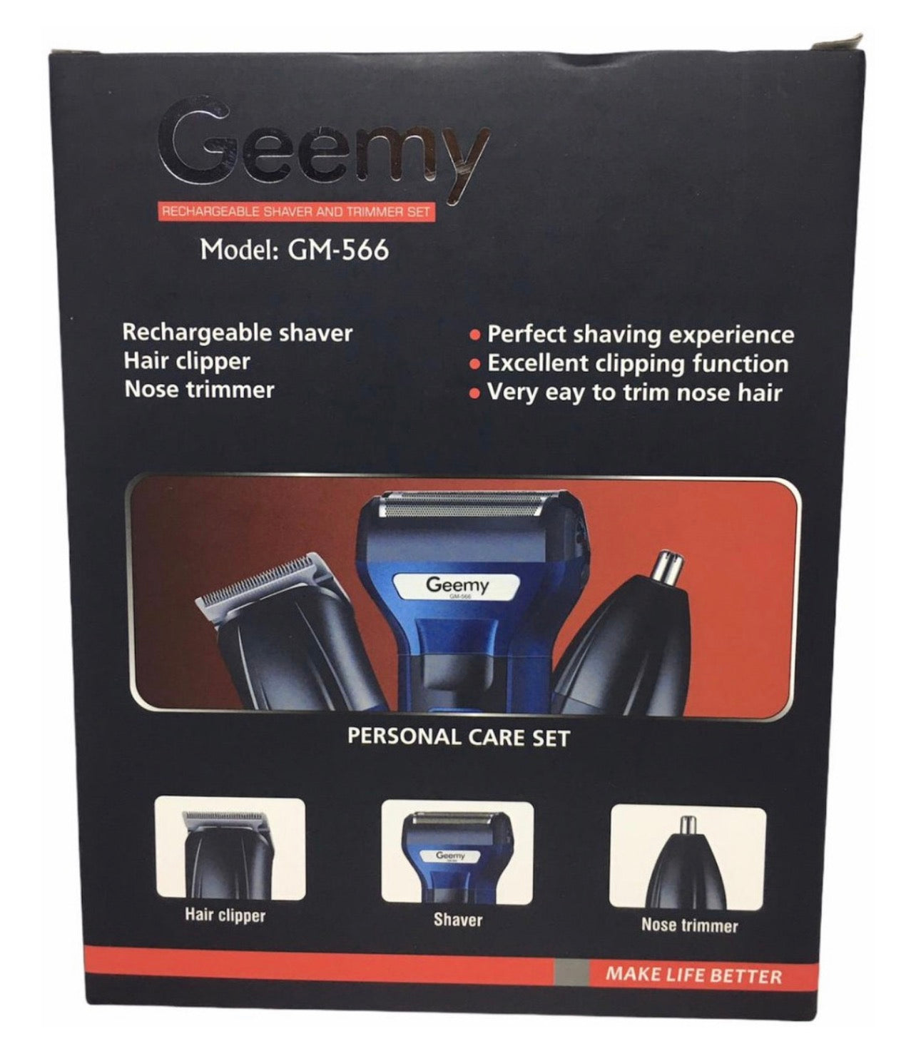 Máquina Afeitadora y Patillera Recargable Geemy GM-566 3 en 1