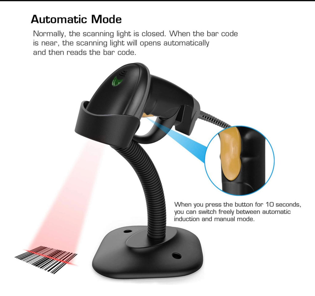 Lector Escáner Código de Barras y QR Jaltech JAL-PLUS01 USB con Base