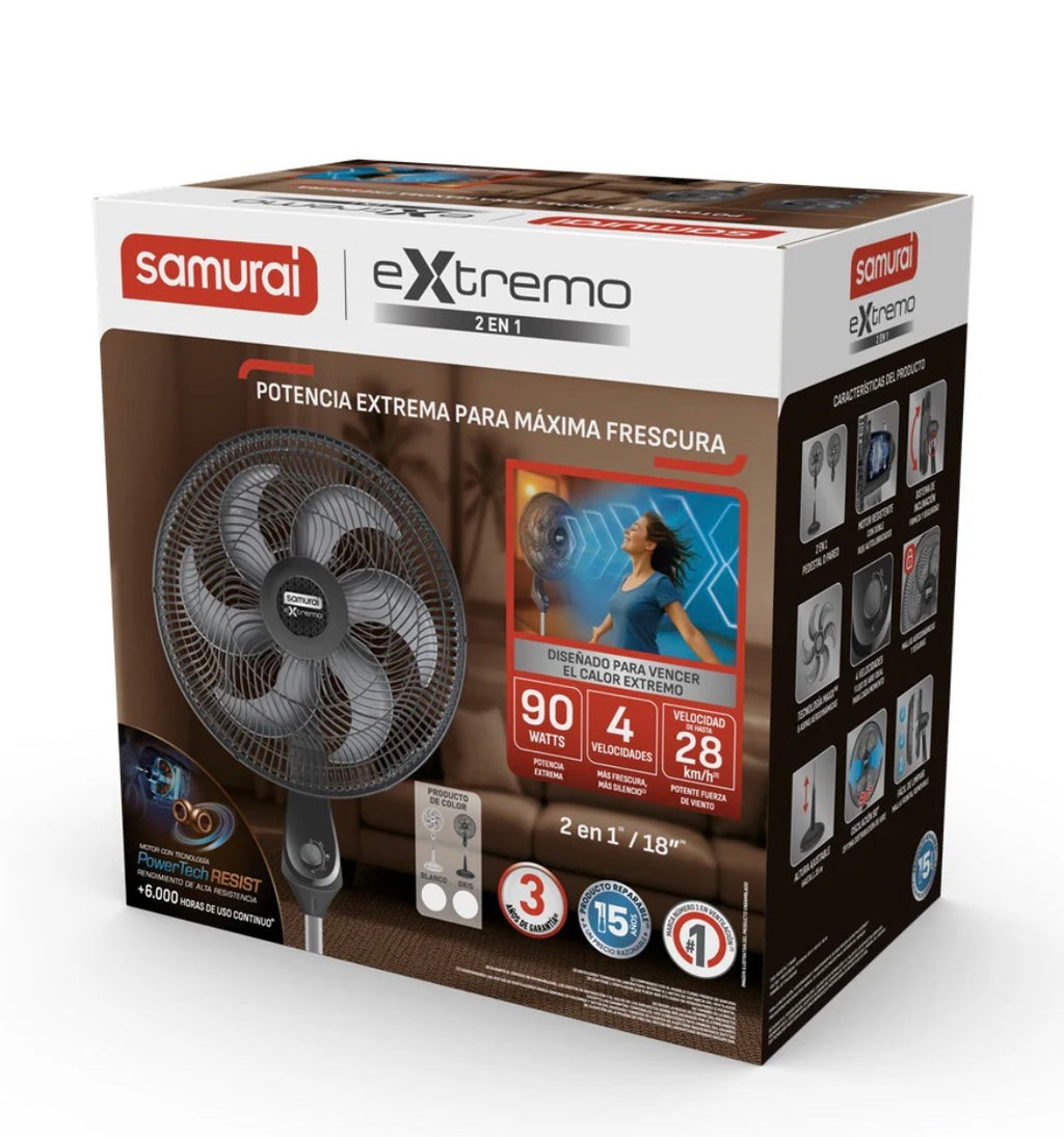 Potencia Extrema! Ventilador Samurai 18" 2en1 Power Tech Resist - Nuevo