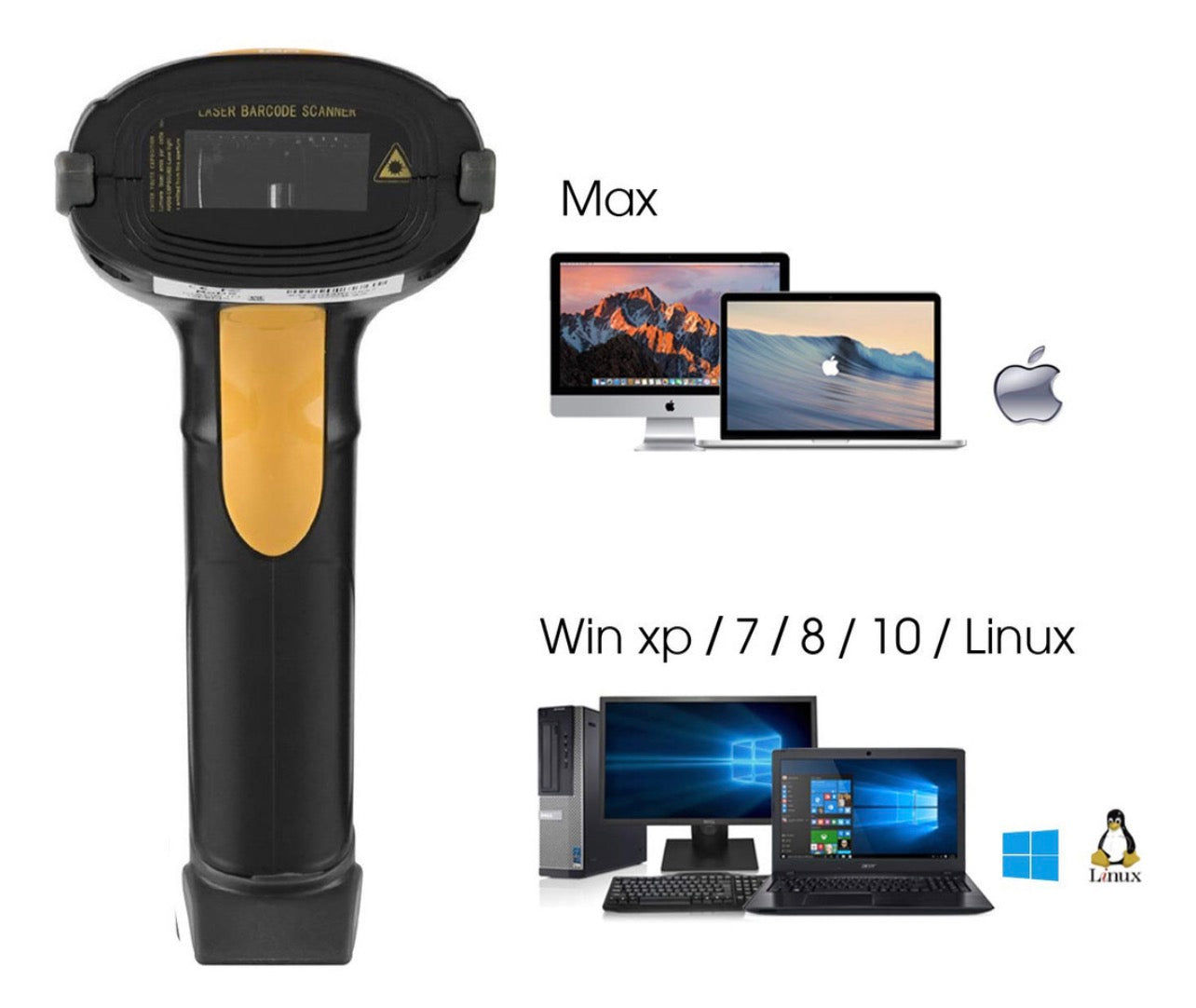 Lector Escáner Código de Barras y QR Jaltech JAL-PLUS01 USB con Base