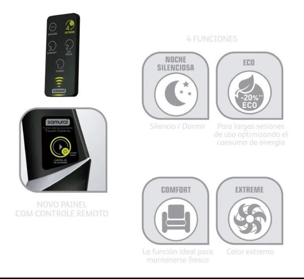 Ventilador Samurai Ultra Silence Force 2 en 1 Control Remoto