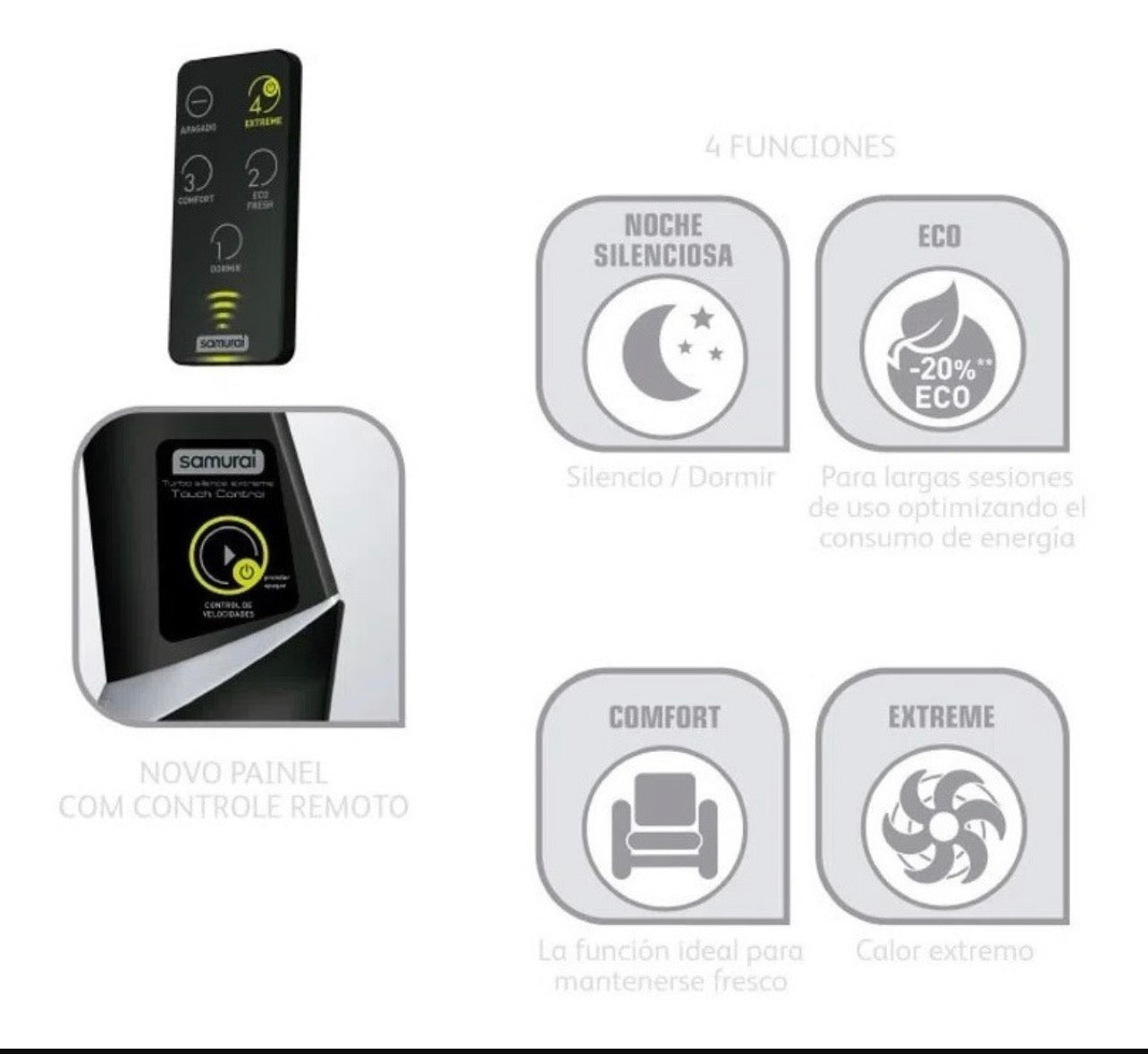 Ventilador Samurai Ultra Silence Force 2 en 1 Control Remoto