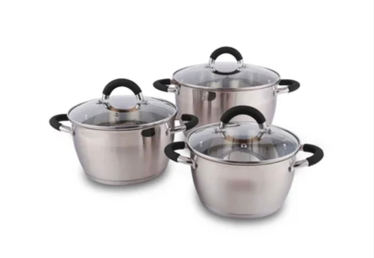 Set 3 Ollas en Acero Inoxidable Home Elements