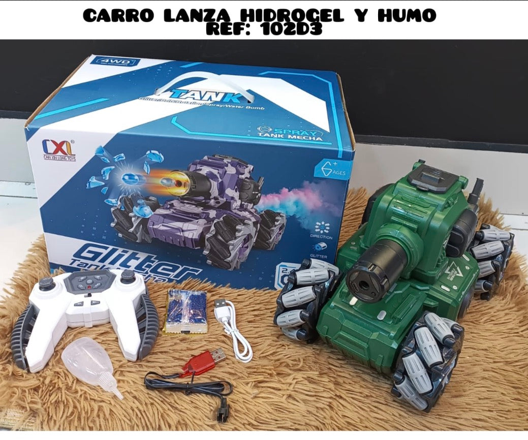Carro Tanque Control Remoto Lanza Hidrogel Y Humo 4WD