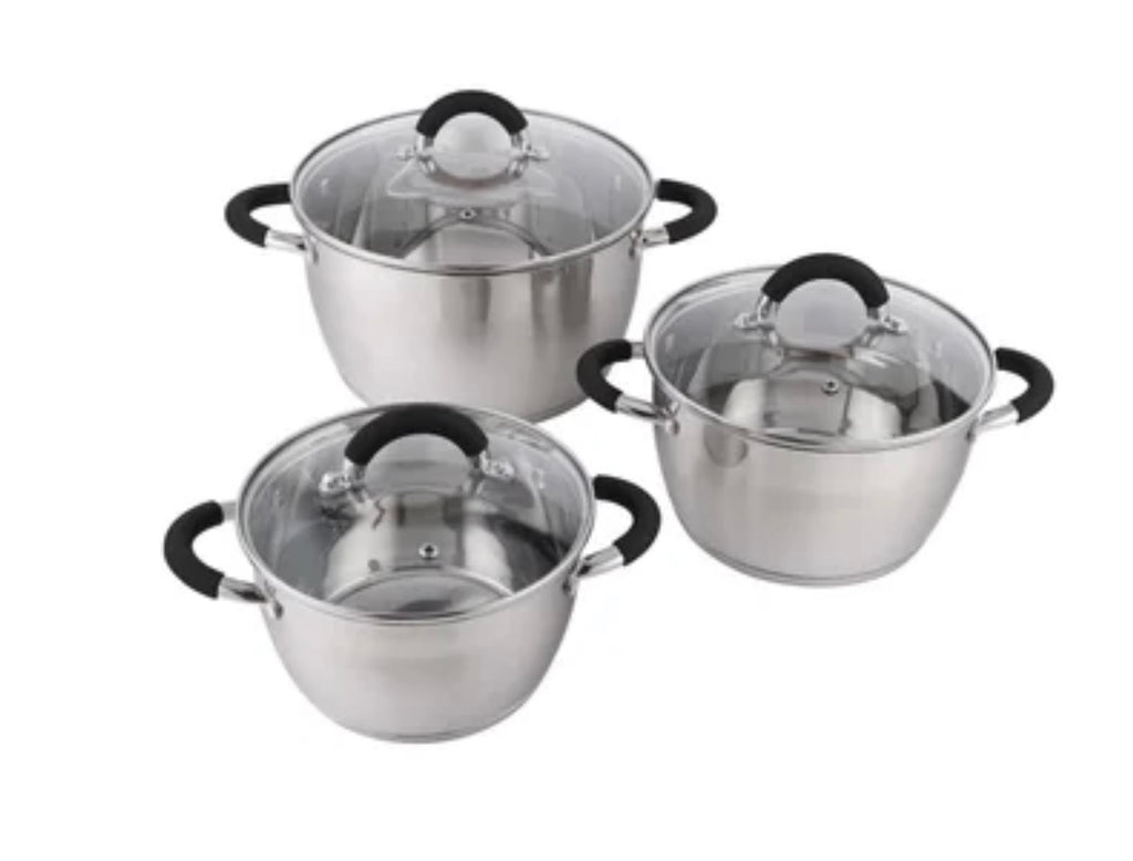 Set 3 Ollas en Acero Inoxidable Home Elements