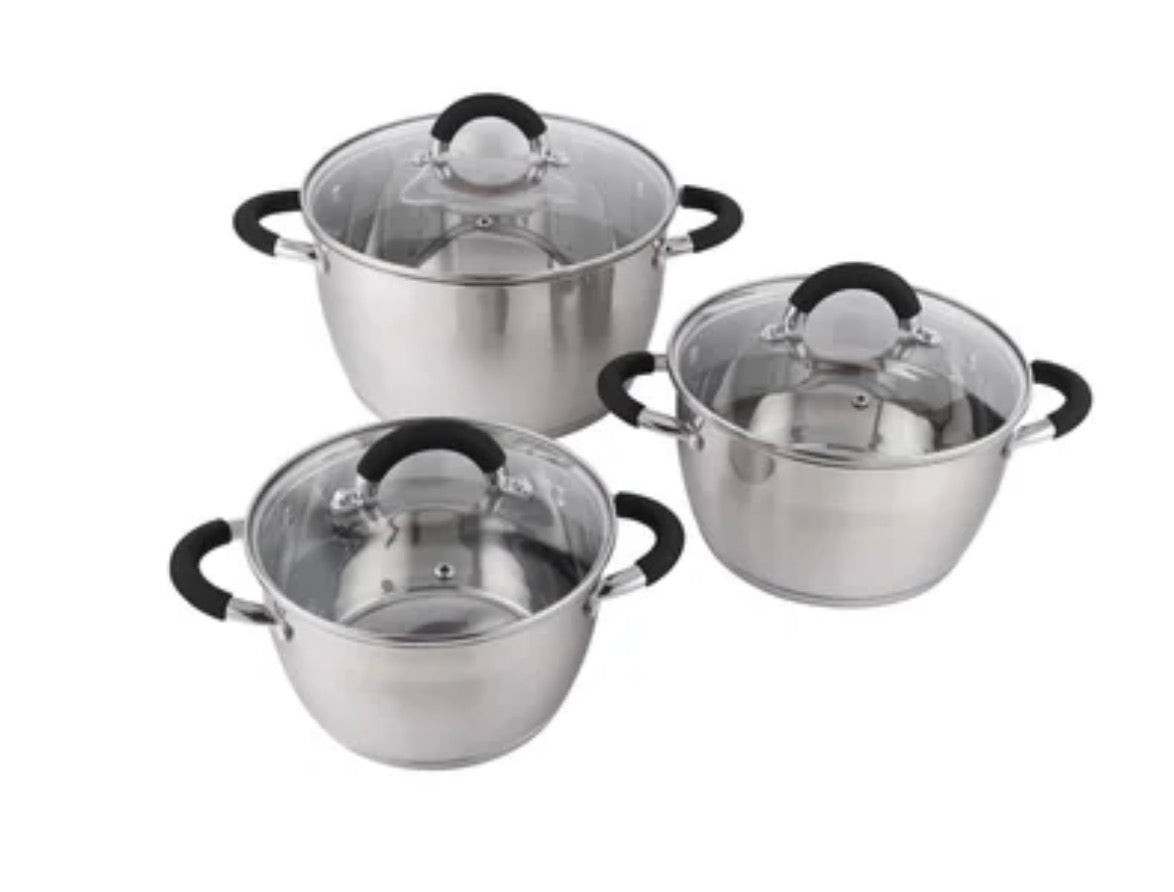Set 3 Ollas en Acero Inoxidable Home Elements