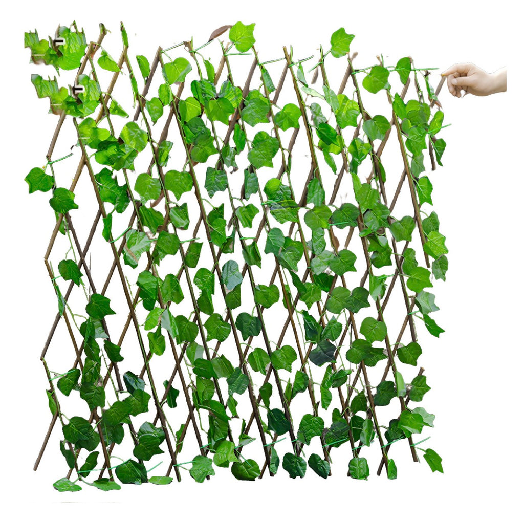 Malla Expandible Decorativa En Madera Con Enredadera Hojas Verdes Artificiales