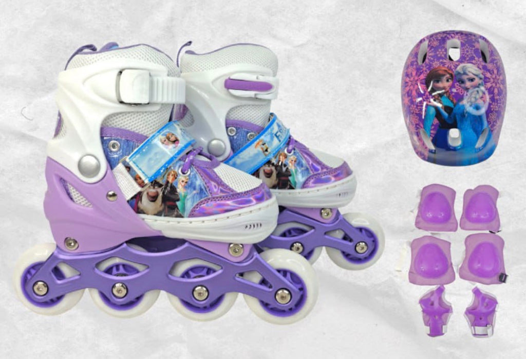 Patines En Línea Ajustables Talla S (26-29) Frozen con Kit de Protección Completo
