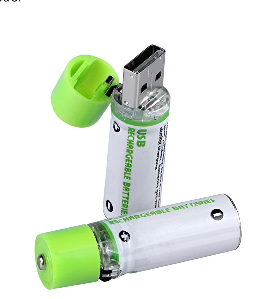 Pilas Recargables USB AA de 1450mAh - Paquete de 2 Unidades