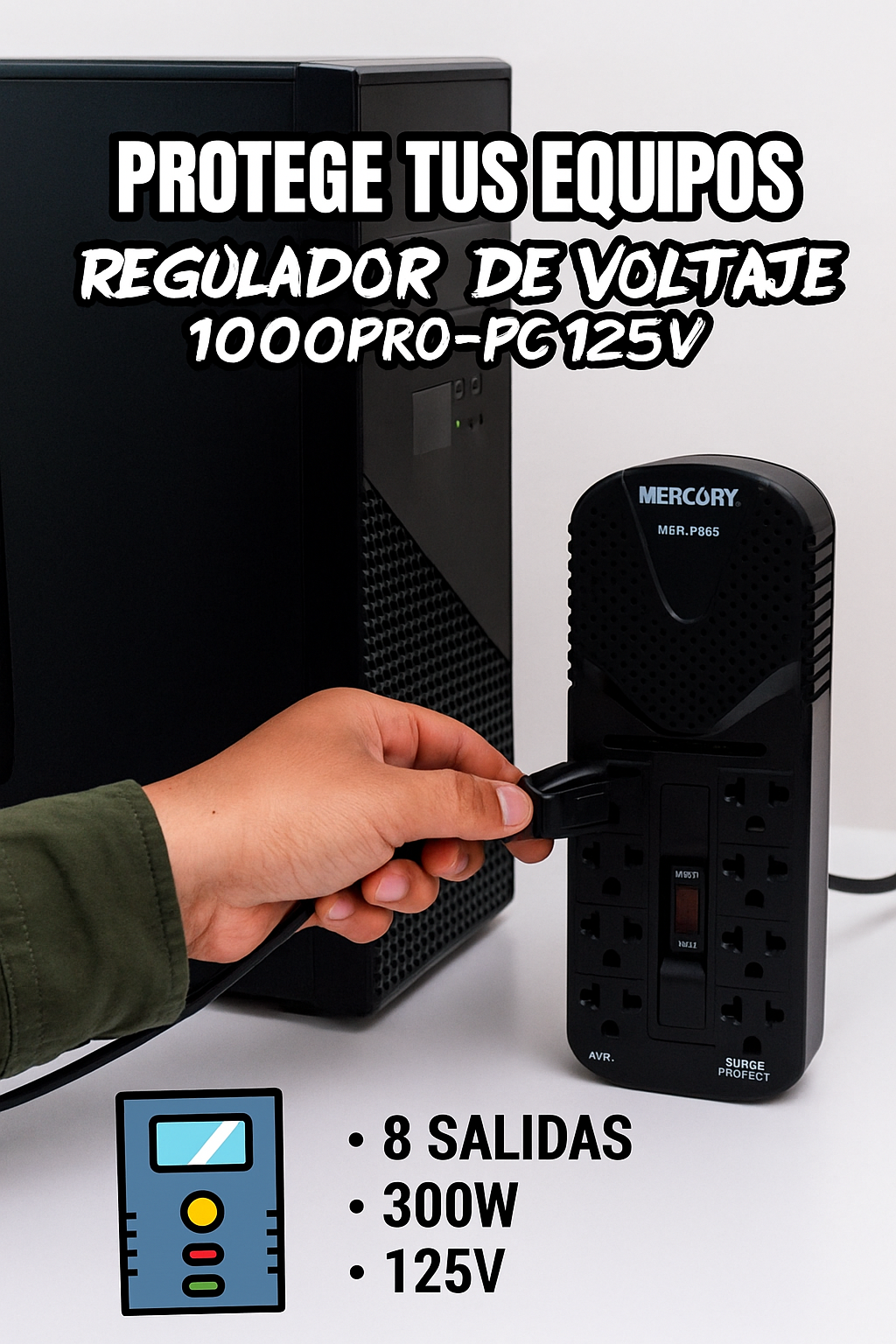 "Regulador de Voltaje 1000PRO-PC 125V"
